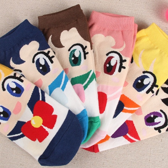 Trendy Jewels Accessories - Set of 6! Sailor Moon Yellow Short Ankle Socks